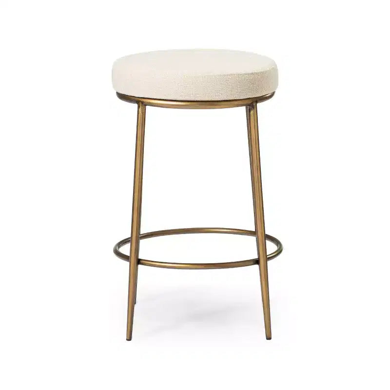 Tabouret de comptoir en métal sans dossier Maven Lane Stella avec siège rembourré en tissu 26 po