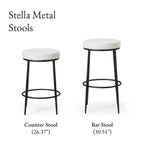 Tabouret de comptoir en métal sans dossier Maven Lane Stella avec siège rembourré en tissu 26 po