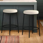 Tabouret de comptoir en métal sans dossier Maven Lane Stella avec siège rembourré en tissu 26 po