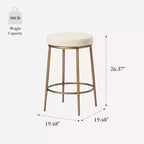 Tabouret de comptoir en métal sans dossier Maven Lane Stella avec siège rembourré en tissu 26 po