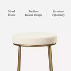 Tabouret de comptoir en métal sans dossier Maven Lane Stella avec siège rembourré en tissu 26 po