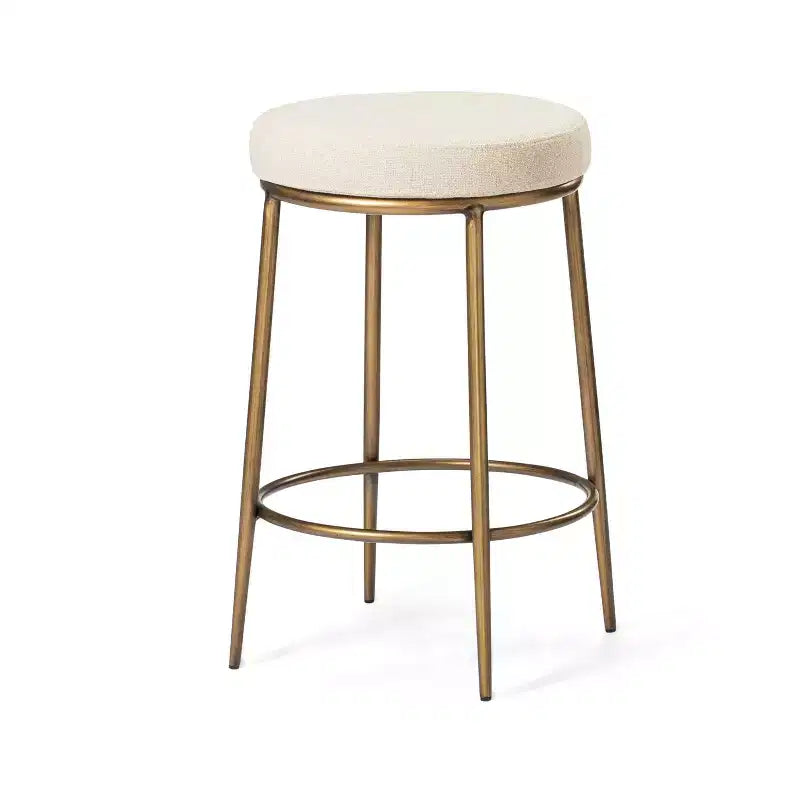 Tabouret de comptoir en métal sans dossier Maven Lane Stella avec siège rembourré en tissu 26 po