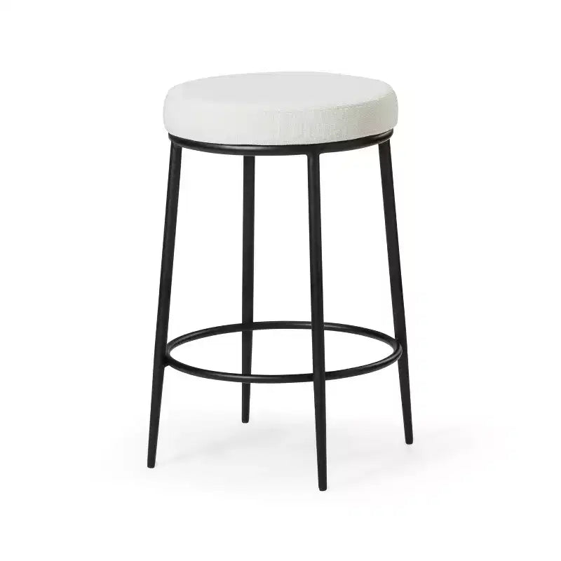 Tabouret de comptoir en métal sans dossier Maven Lane Stella avec siège rembourré en tissu 26 po