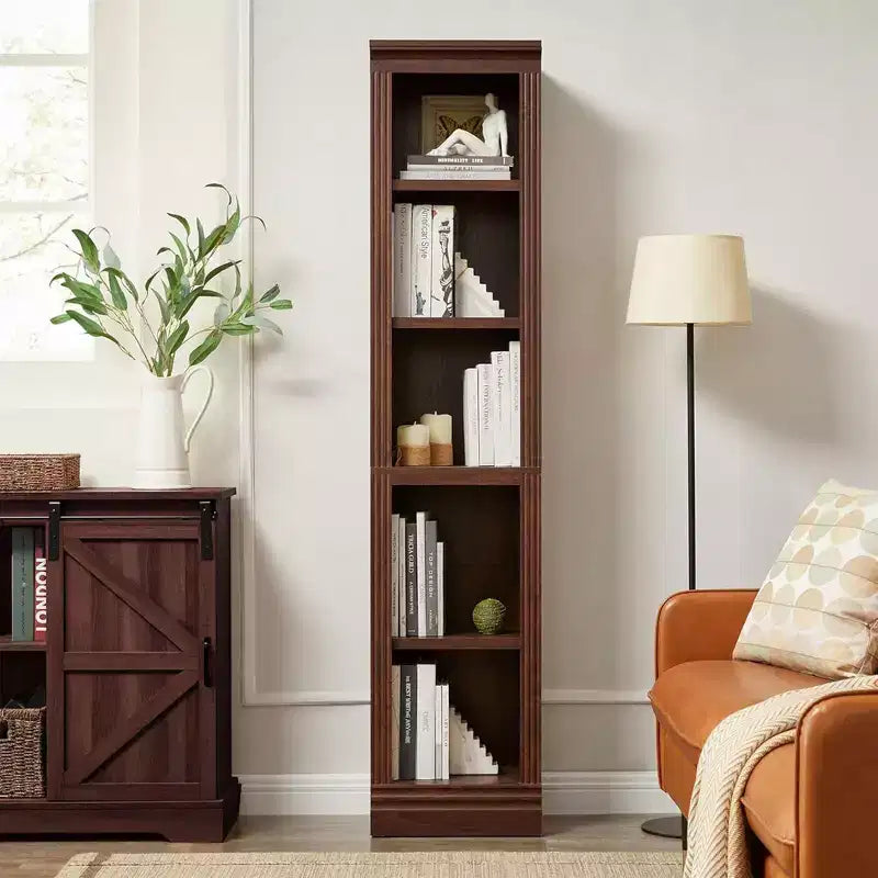 VAUXHALL & CO. Étagère étroite Halston, bibliothèque ouverte avec étagères réglables, merisier