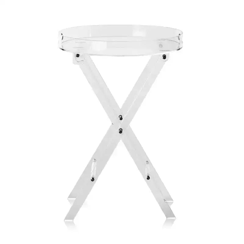 VEVOR Acrylic Folding Tray Table, Acrylic End Table with Folding X Leg, Clear Acrylic Side Table for Coffee, Drink, Food, Snack used in Living Room