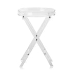 VEVOR Acrylic Folding Tray Table, Acrylic End Table with Folding X Leg, Clear Acrylic Side Table for Coffee, Drink, Food, Snack used in Living Room