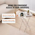 Table de service pliante en acrylique VEVOR, Table d'appoint en acrylique avec pieds pliants en X, Table d'appoint transparente en acrylique pour café, boissons, nourriture, collations à utiliser dans le salon