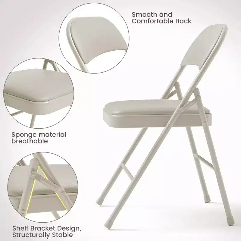 Whizmax Lot de 2 chaises pliantes avec coussin rembourré et dossier, chaises en métal avec coussin confortable pour la maison et le bureau, pour événements intérieurs et extérieurs