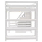 Lit mezzanine double/grand format avec étagères, escalier de rangement, petite armoire et lumière LED blanche, blanc - ModernLuxe