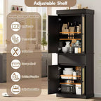Armoire de cuisine haute 69 Armoire de rangement avec portes, tiroir et étagères réglables, buffet pour salle de bain salle à manger