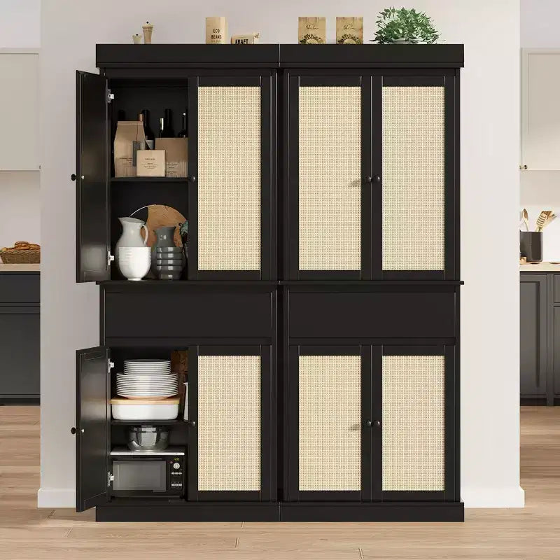 Armoire de cuisine haute 69 Armoire de rangement avec portes, tiroir et étagères réglables, buffet pour salle de bain salle à manger