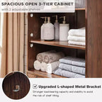 SinCiDo 72" Grand Meuble de Rangement de Salle de Bain de Style Ferme, Étagères Réglables, Porte Coulissante et 2 Tiroirs pour Salle de Bain, Salon, Cuisine