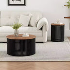 Christopher Knight Home Zanvia 2 Piece Acacia Wood Coffee and Side Table Set with Slatted Base