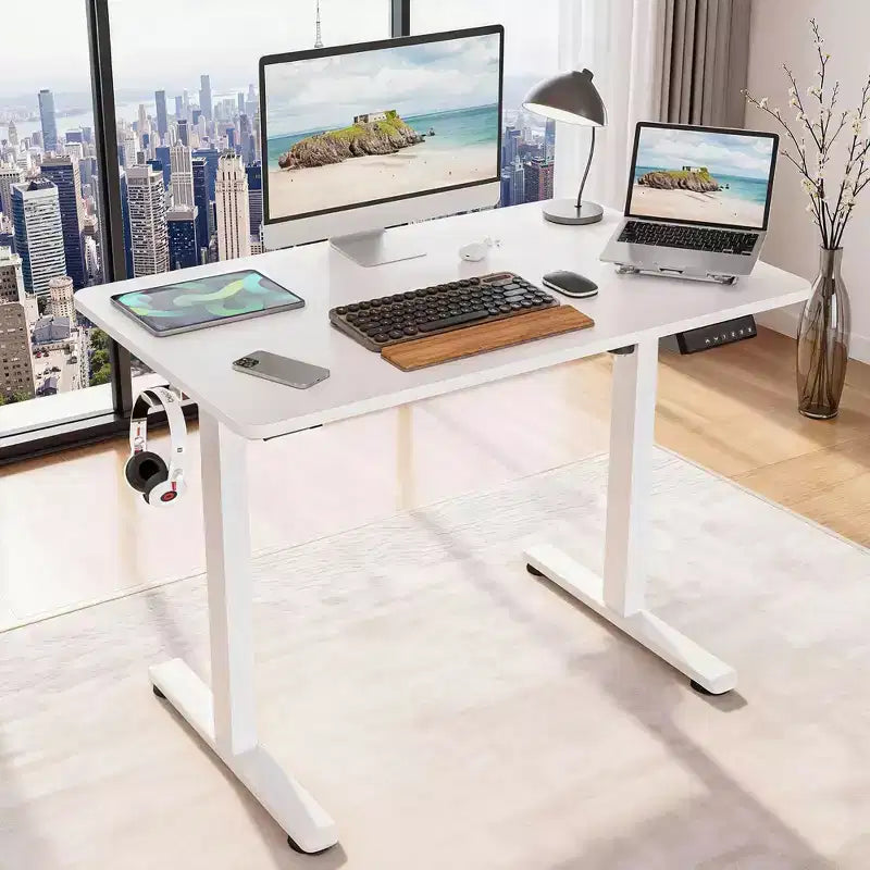 MAYEERTY 40x24 White Electric Standing Desk - Splice Board, Sit-Stand Function for Home Office