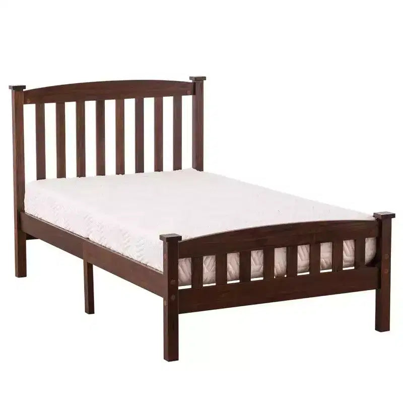 Karl Home Vertical Coffee Twin Size Platform Bed Frame with Headboard