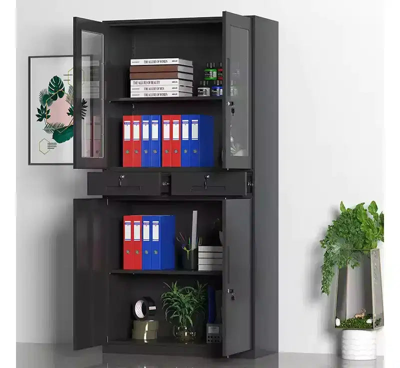 71 Armoires de Rangement en Métal pour Garage, Armoire de Rangement en Métal Verrouillable avec 2 Étagères Réglables et 2 Tiroirs pour Garage, Bureau, Maison, École, Noir