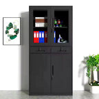 71 Armoires de Rangement en Métal pour Garage, Armoire de Rangement en Métal Verrouillable avec 2 Étagères Réglables et 2 Tiroirs pour Garage, Bureau, Maison, École, Noir
