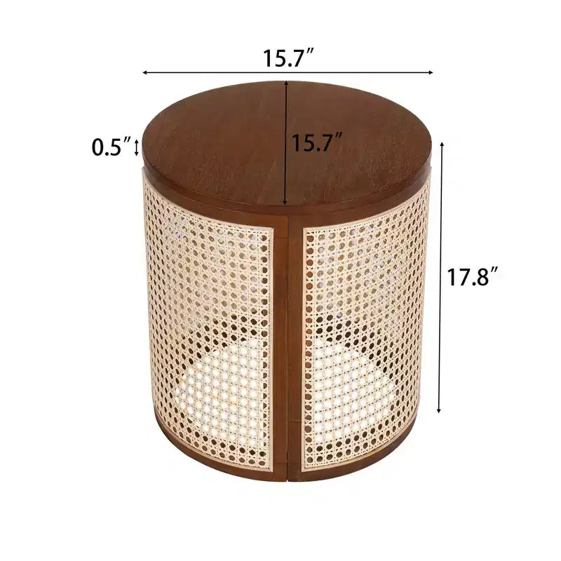 Table d'appoint ronde Orvian moderne en hévéa creux et rotin Christopher Knight Home
