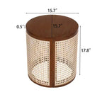 Table d'appoint ronde Orvian moderne en hévéa creux et rotin Christopher Knight Home