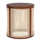 Table d'appoint ronde Orvian moderne en hévéa creux et rotin Christopher Knight Home