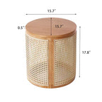 Table d'appoint ronde Orvian moderne en hévéa creux et rotin Christopher Knight Home