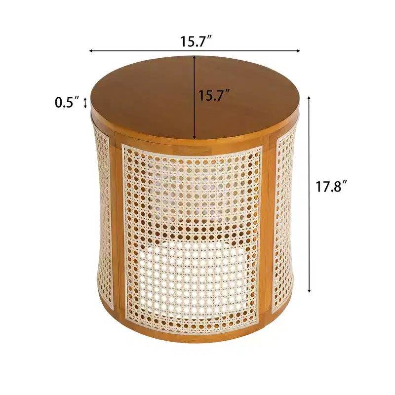 Table d'appoint ronde Orvian moderne en hévéa creux et rotin Christopher Knight Home
