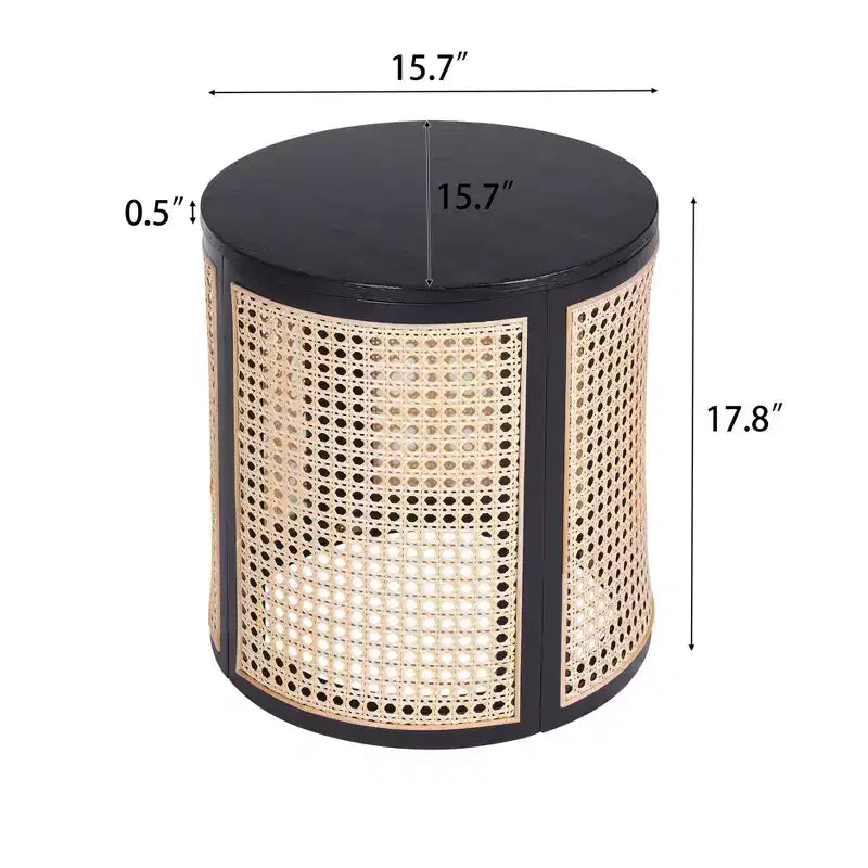 Table d'appoint ronde Orvian moderne en hévéa creux et rotin Christopher Knight Home