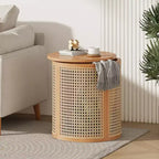 Table d'appoint ronde Orvian moderne en hévéa creux et rotin Christopher Knight Home