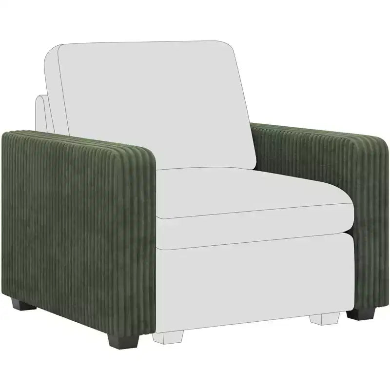 Accoudoir modulaire en velours côtelé Belffin – Accessoire de canapé sans outils avec housse amovible et lavable