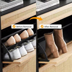 Meuble à chaussures Acekool en rotin avec 3 tiroirs à abattant, 1 tiroir supérieur et 4 étagères réglables, organiseur compact d'entrée avec pieds en métal et dispositif anti-basculement