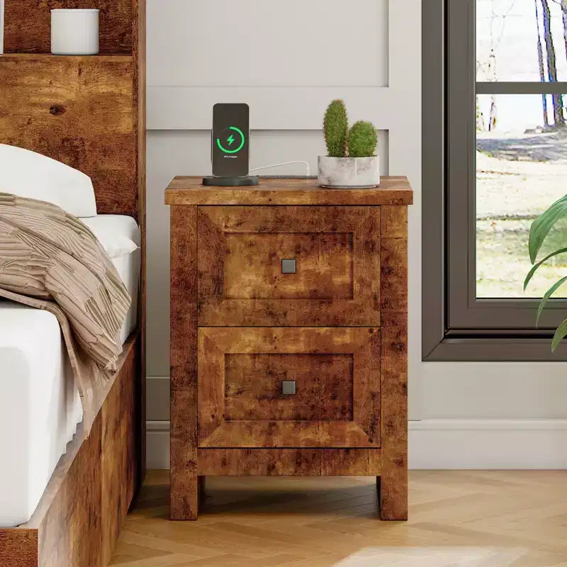 AMERLIFE Lot de 2 tables de chevet avec station de recharge