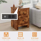 AMERLIFE Lot de 2 tables de chevet avec station de recharge