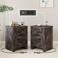 AMERLIFE Nightstand Set of 2 with Charging Station