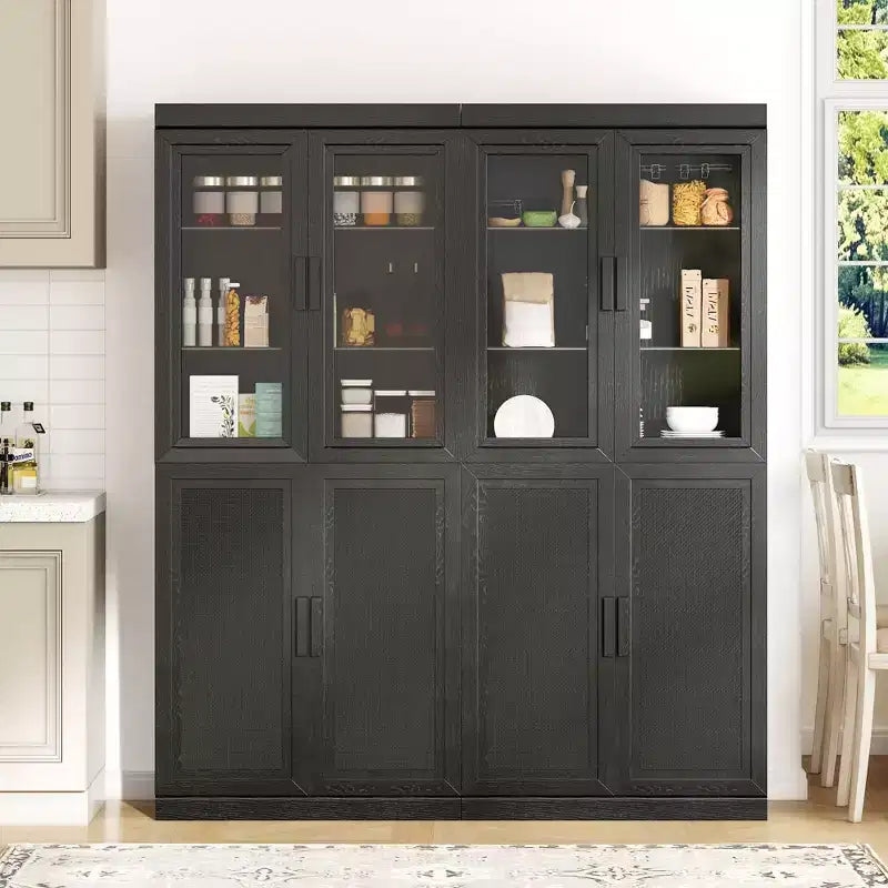 Combinaison de rangement pour armoire vitrée simple avec étagères à 6 niveaux