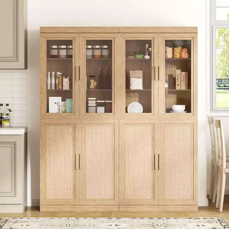 Combinaison de rangement pour armoire vitrée simple avec étagères à 6 niveaux