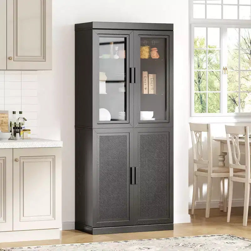 Simple Glass Cabinet Door Decoration Storage Cabinet Combination Cabinet with 6-Story Shelves
