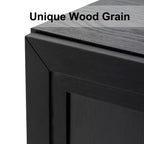 Meuble de rangement décoratif à 6 niveaux en grain de bois noir 67 avec porte en osier