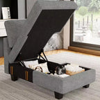 Module chaise longue de rangement Belffin (côté droit) - Canapé sectionnel modulable en chenille avec compartiments cachés et assemblage rapide