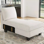 Module chaise longue de rangement Belffin (côté droit) - Canapé sectionnel modulable en chenille avec compartiments cachés et assemblage rapide