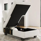 Module chaise longue de rangement Belffin (côté droit) - Canapé sectionnel modulable en chenille avec compartiments cachés et assemblage rapide
