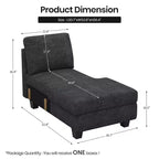 Module chaise longue de rangement Belffin (côté droit) - Canapé sectionnel modulable en chenille avec compartiments cachés et assemblage rapide