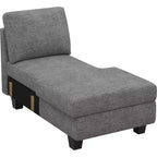 Module chaise longue de rangement Belffin (côté droit) - Canapé sectionnel modulable en chenille avec compartiments cachés et assemblage rapide