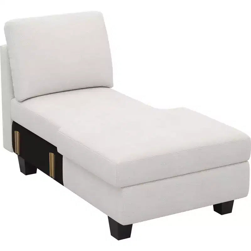 Module chaise longue de rangement Belffin (côté droit) - Canapé sectionnel modulable en chenille avec compartiments cachés et assemblage rapide