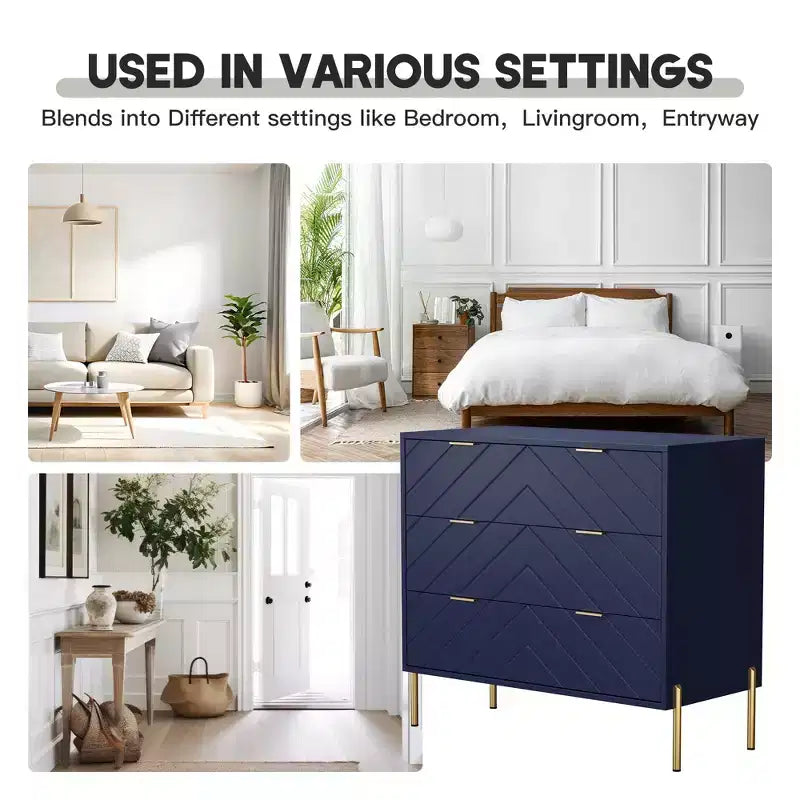 CLIHOME Commode standard 3 tiroirs Tiroirs de rangement décoratifs