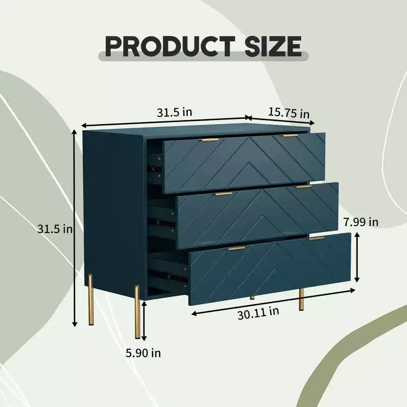 CLIHOME Commode standard 3 tiroirs Tiroirs de rangement décoratifs