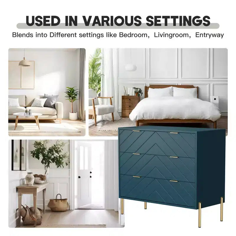 CLIHOME Commode standard 3 tiroirs Tiroirs de rangement décoratifs