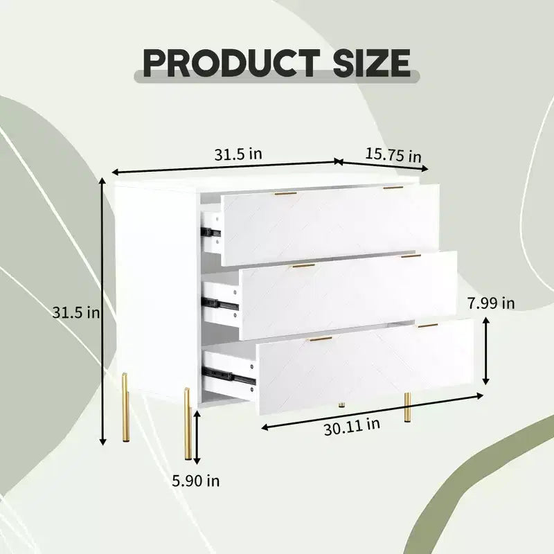 CLIHOME Commode standard 3 tiroirs Tiroirs de rangement décoratifs