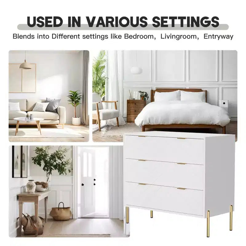 CLIHOME Commode standard 3 tiroirs Tiroirs de rangement décoratifs