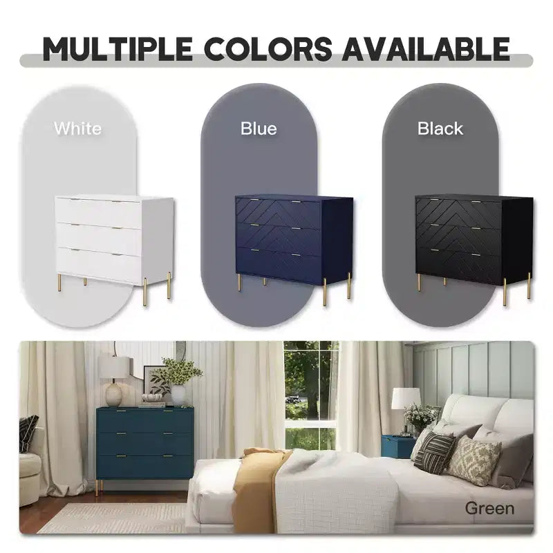 CLIHOME Commode standard 3 tiroirs Tiroirs de rangement décoratifs