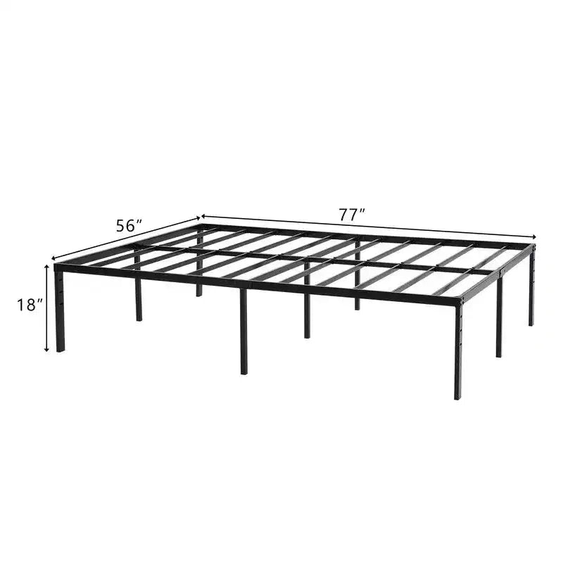 Lit plateforme Karl Home noir en métal, grand lit (queen size), hauteur 18 po